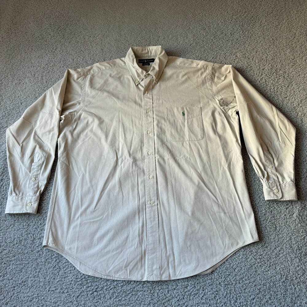 Ralph Lauren Blake Shirt Mens Large Beige Button Up Work Classic Outdoor Casual